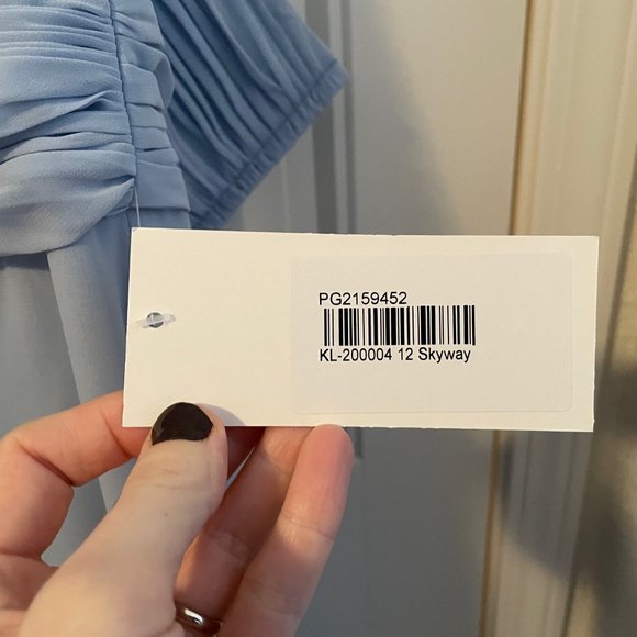 Long Chiffon Halter Skyway Blue Dress - Picture 2 of 6